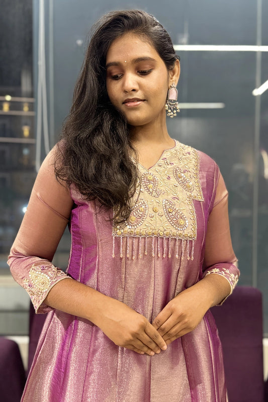 Fuchsia Glass Tissue Designer Suit Set