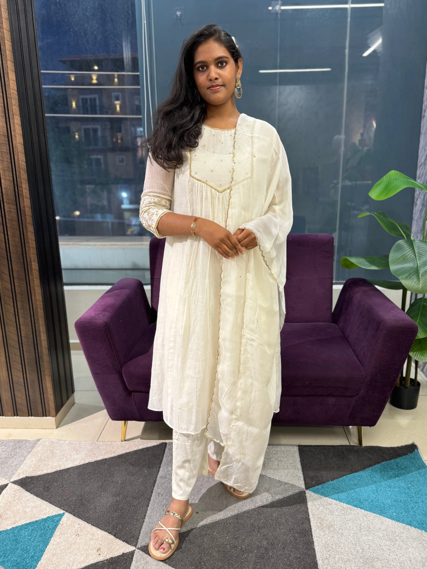 Leher Designer Mulchanderi Suit Set