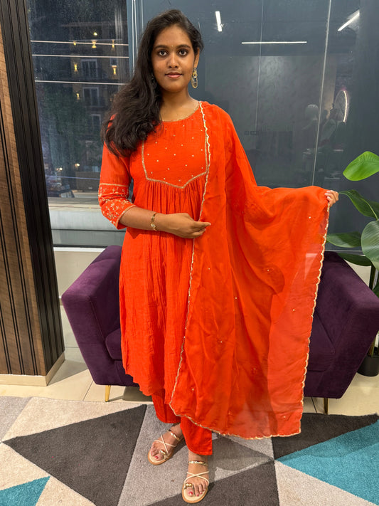 Leher Designer Mulchanderi Suit Set