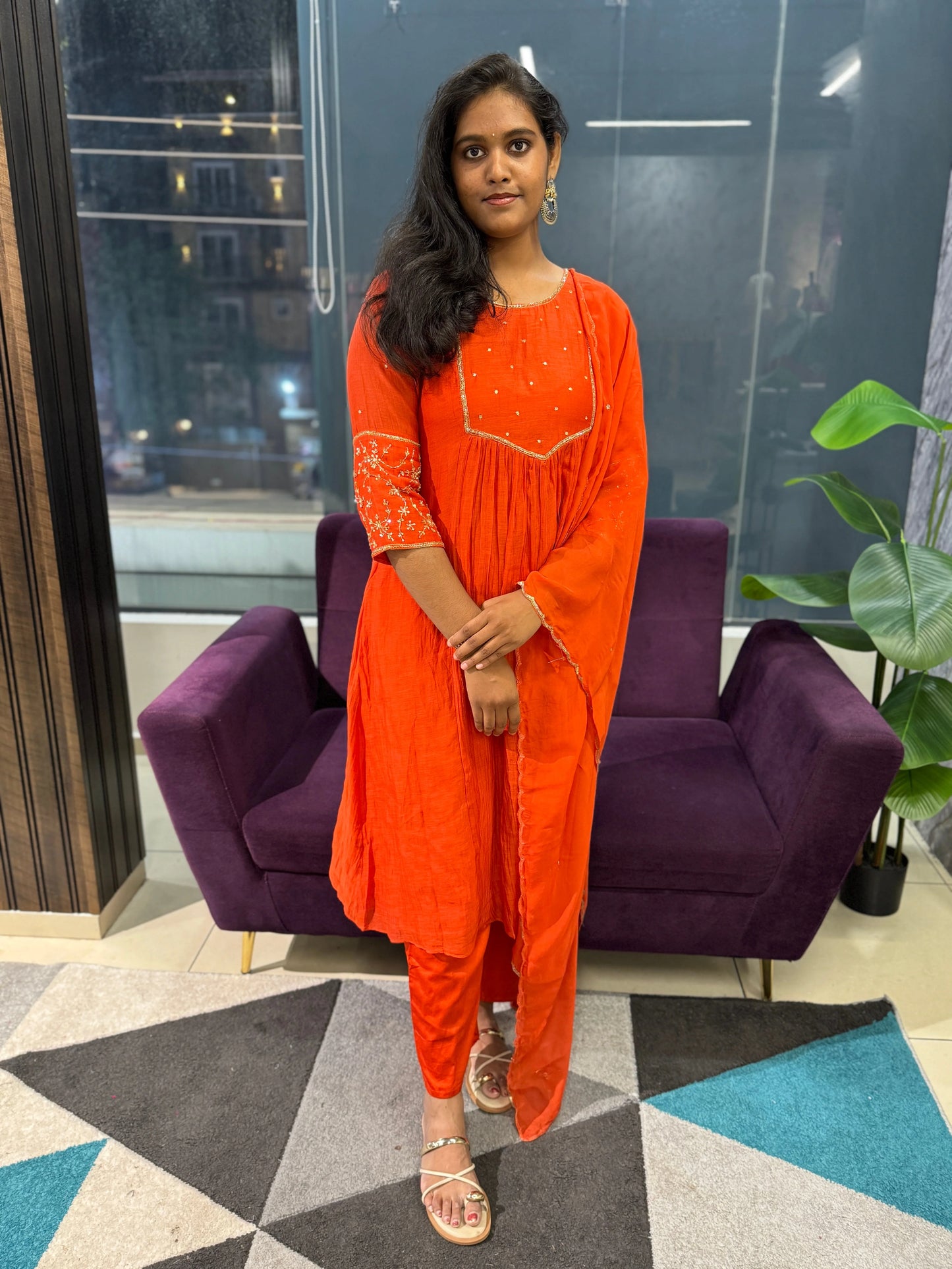 Leher Designer Mulchanderi Suit Set