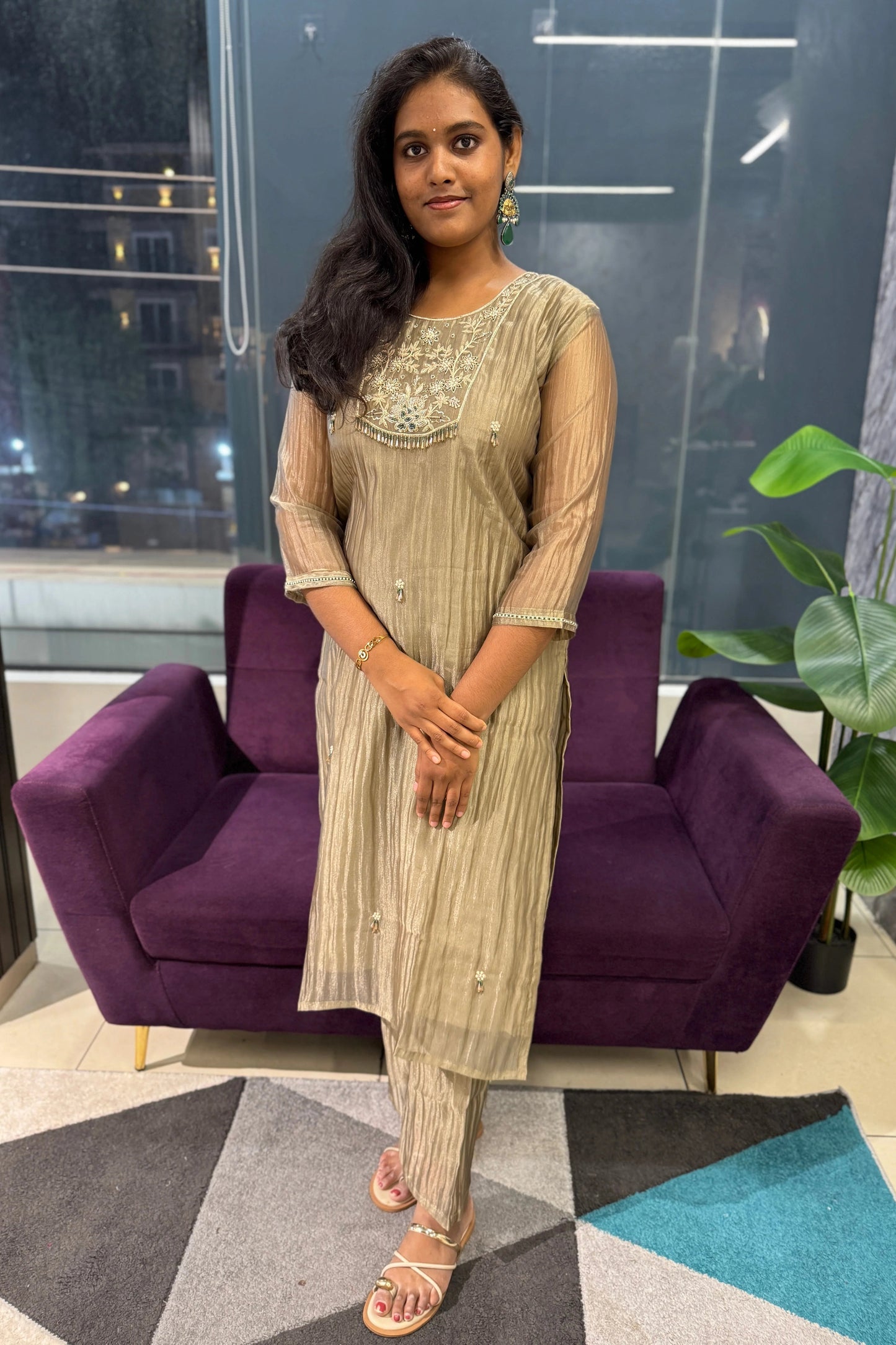 Avani Designer Glass Tissue Suit Set