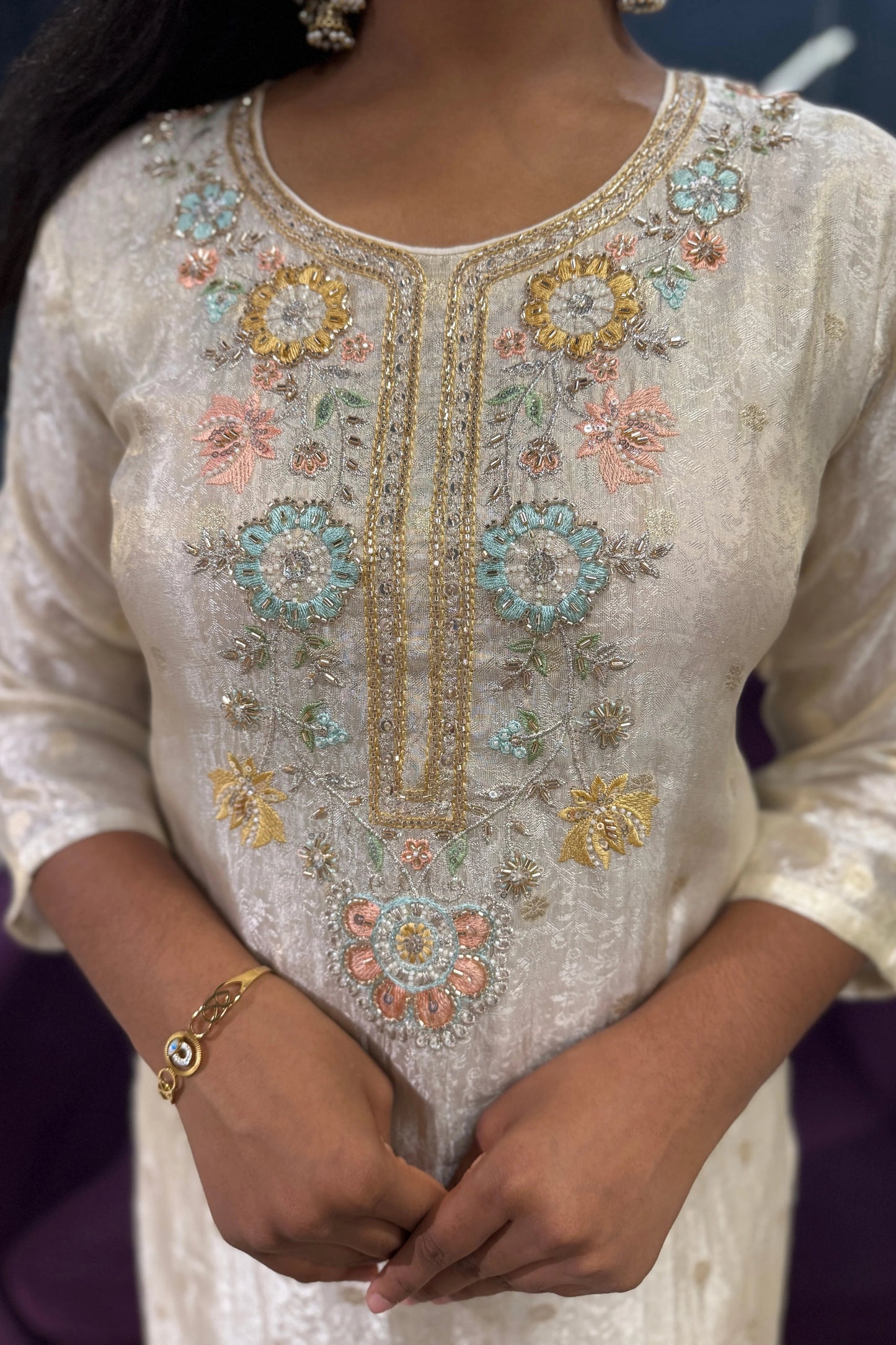 Aabha Shimmer Jaquard Suit Set