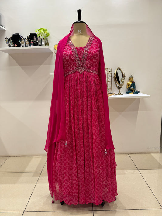 Pure chinnon Desigber Long frock with cancan