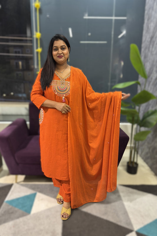 V neck with multicolour Embriodery with pockets on both the sides