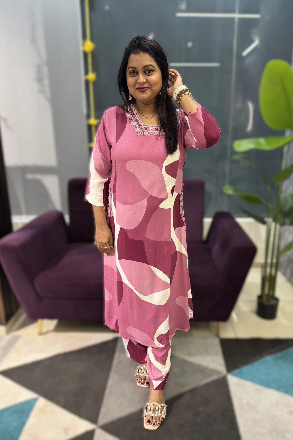 German rayon kurti pant set with pockets