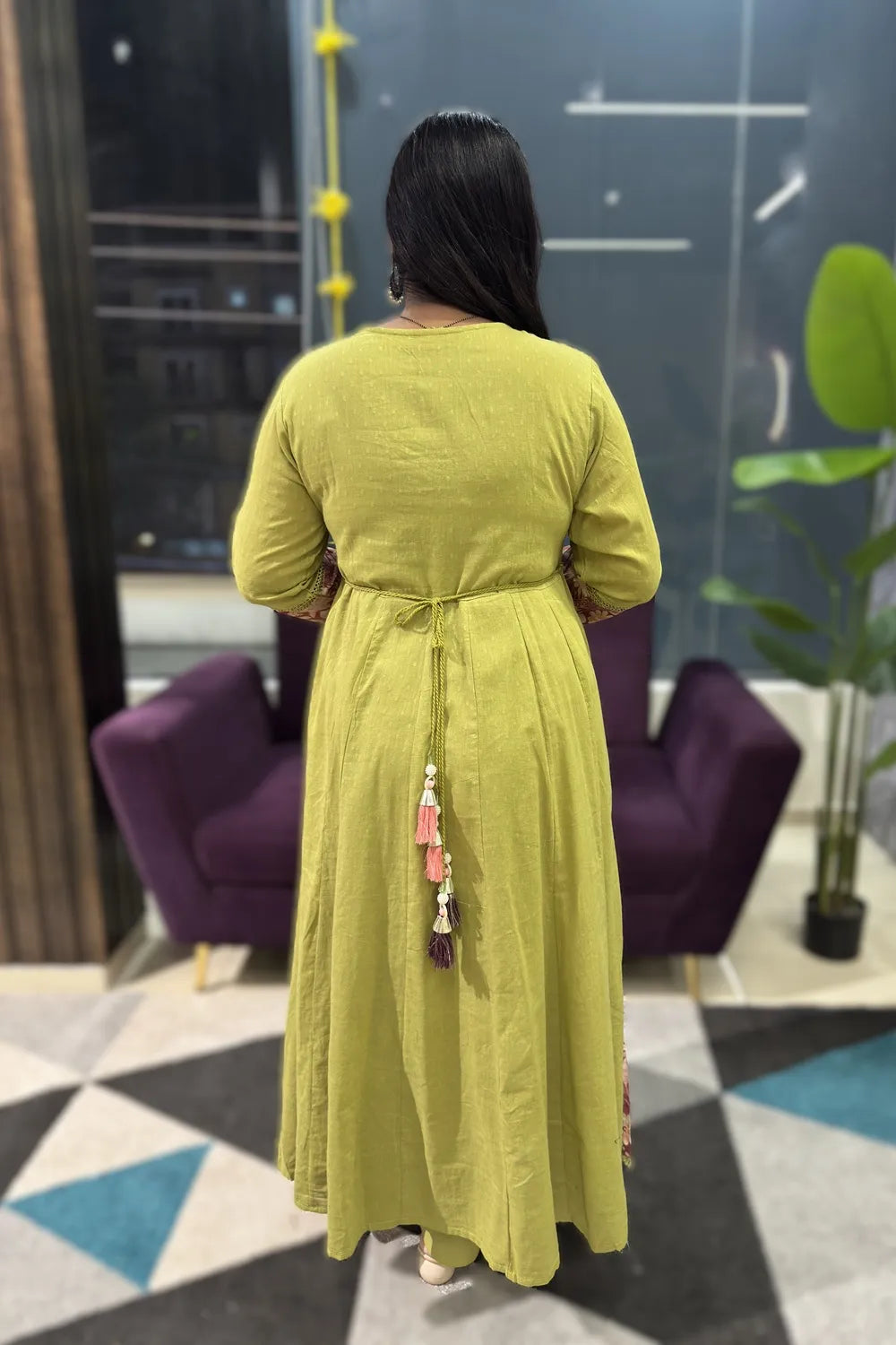 Green Shifli cotton embridery suit set