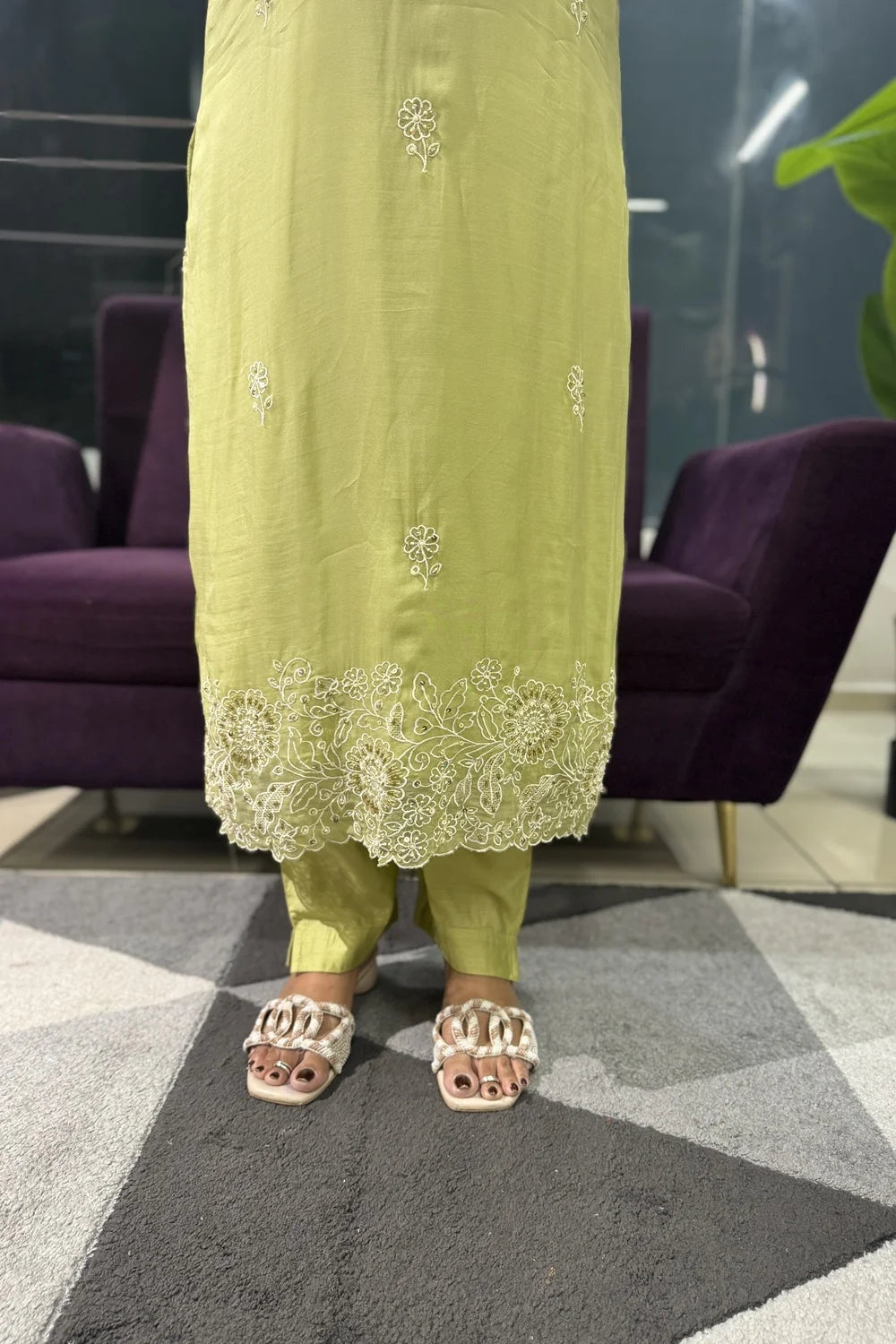 Pista Colour Viscose Organza Embroidery Article