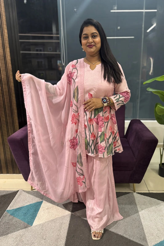 Kalamkari handpaint deisgner article in pink colour