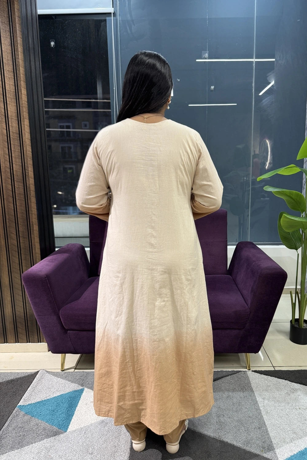 Beige colour handpainted pure cotton article