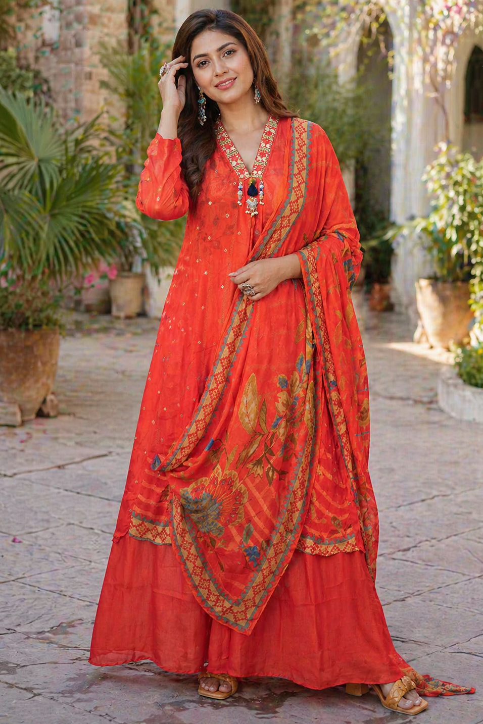 Orange chinnon highlow designer set