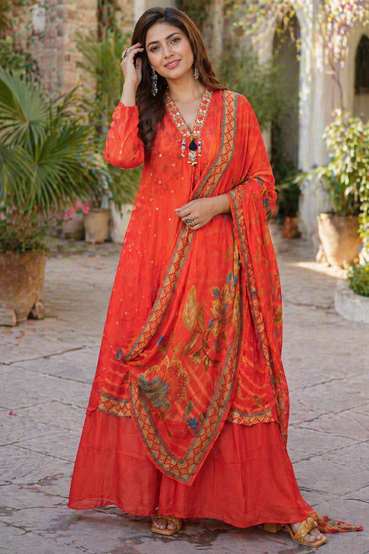 Orange chinnon highlow designer set